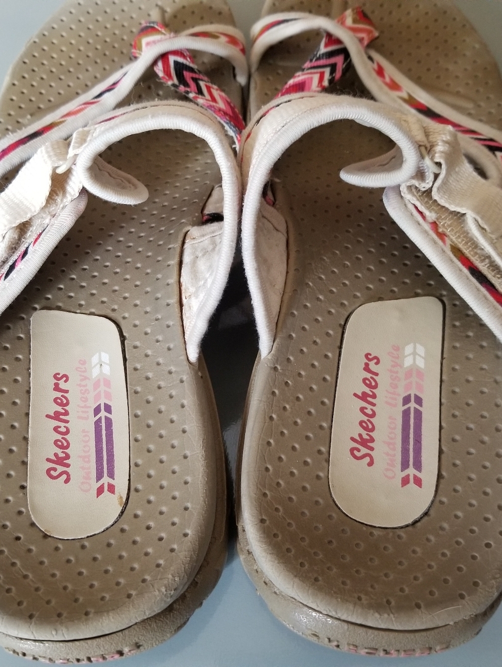 Skechers Outdoor Lifestyle Southwestern Boho Cream Red Toe Strap Sandal Sz 8/8.5 - Picture 5 of 10